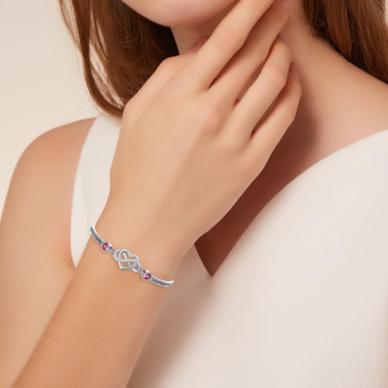 AOBOCO 925 Sterling Silver Adjustable Infinity Heart Bangle Bracelet for Sister Best Friend Daughter Mom Grandma Granddaughter Daughter in Law Godmother Goddaughter Stepmom Stepdaughter - Image 3